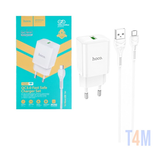 Carregador Hoco N26 Micro com QuickCharge 3.0 Branco